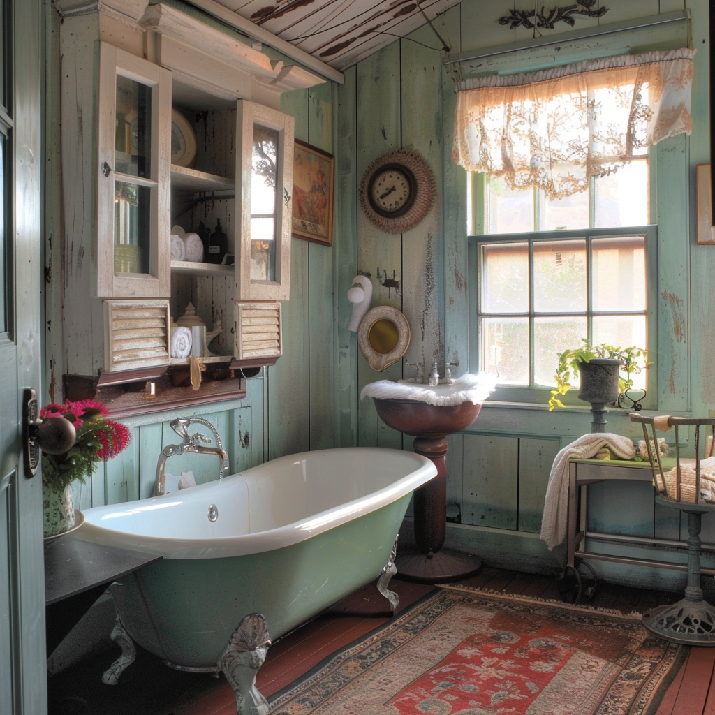 a rustic cottage bathroom