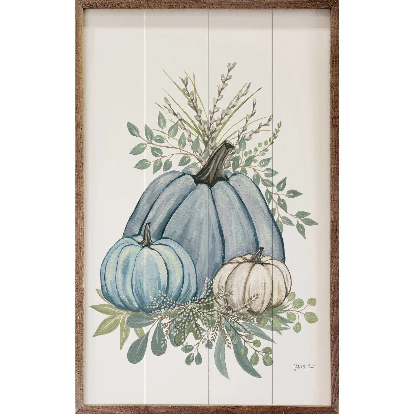 Harvest Greenery Wood Framed Print