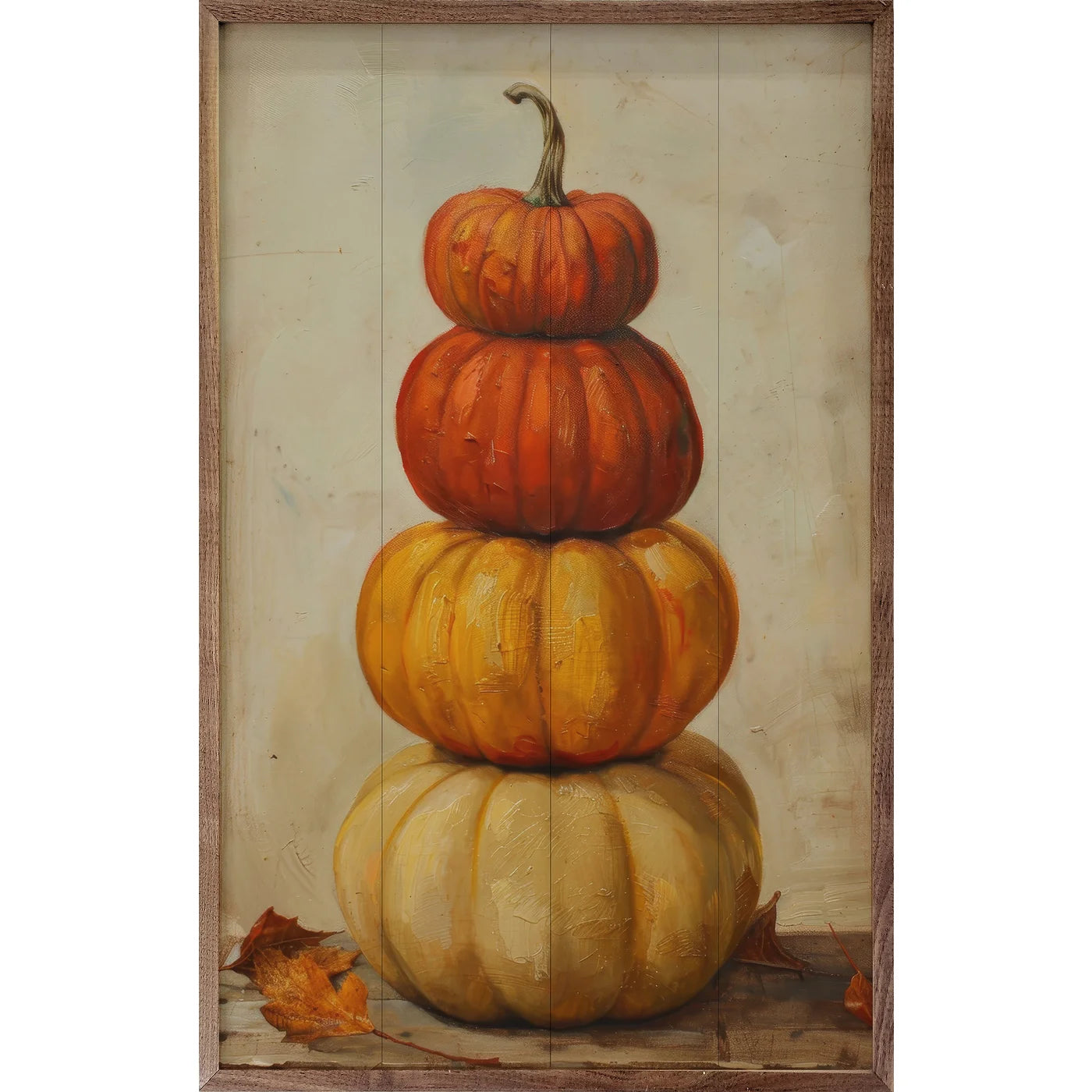 Pumpkin Stack Wood Framed Print