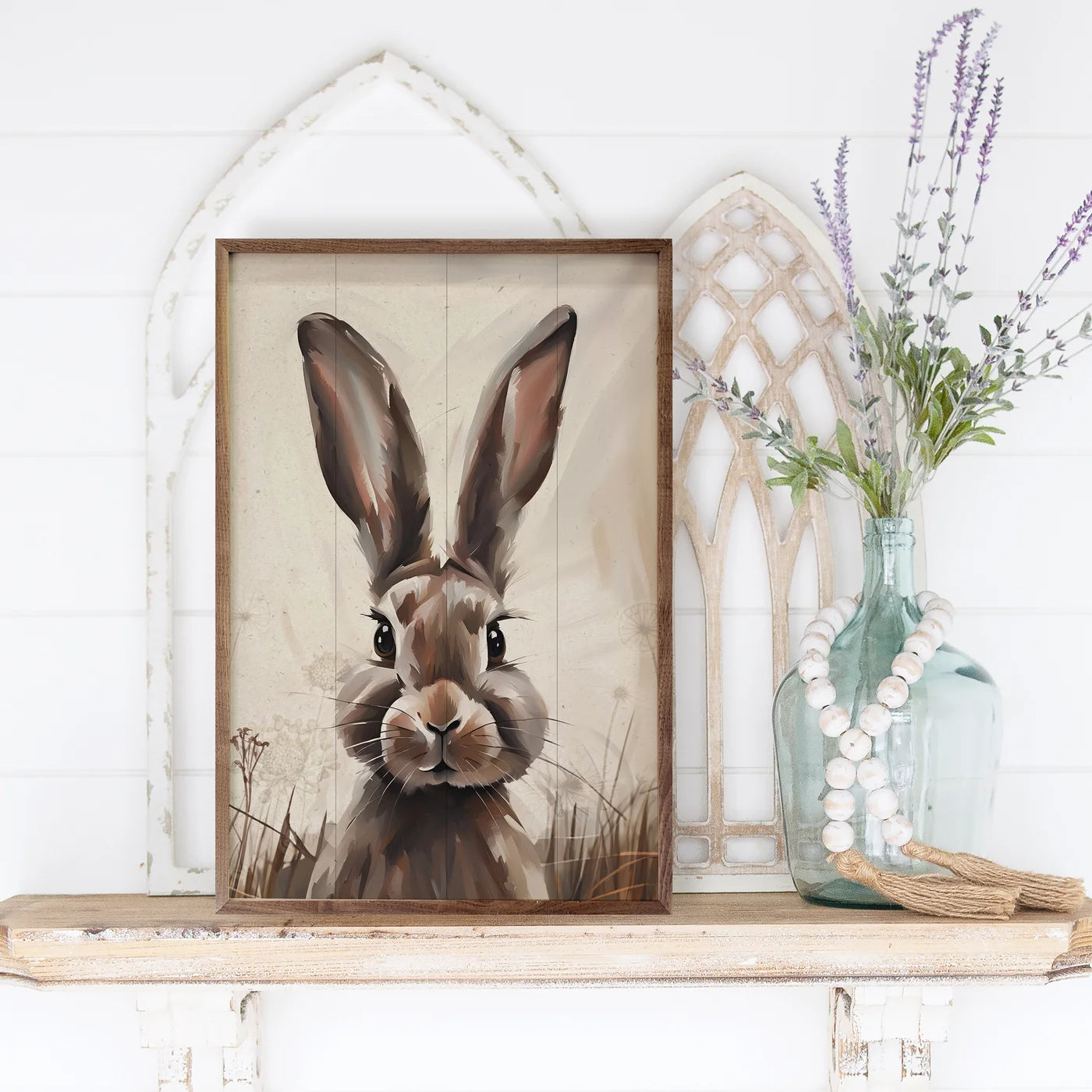 Peeking Brown Rabbit Wood Framed Print