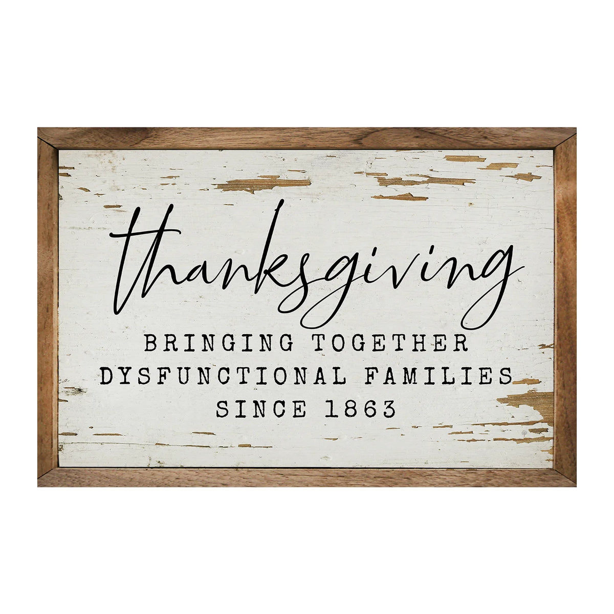 Thanksgiving Whitewash Wood Framed Print