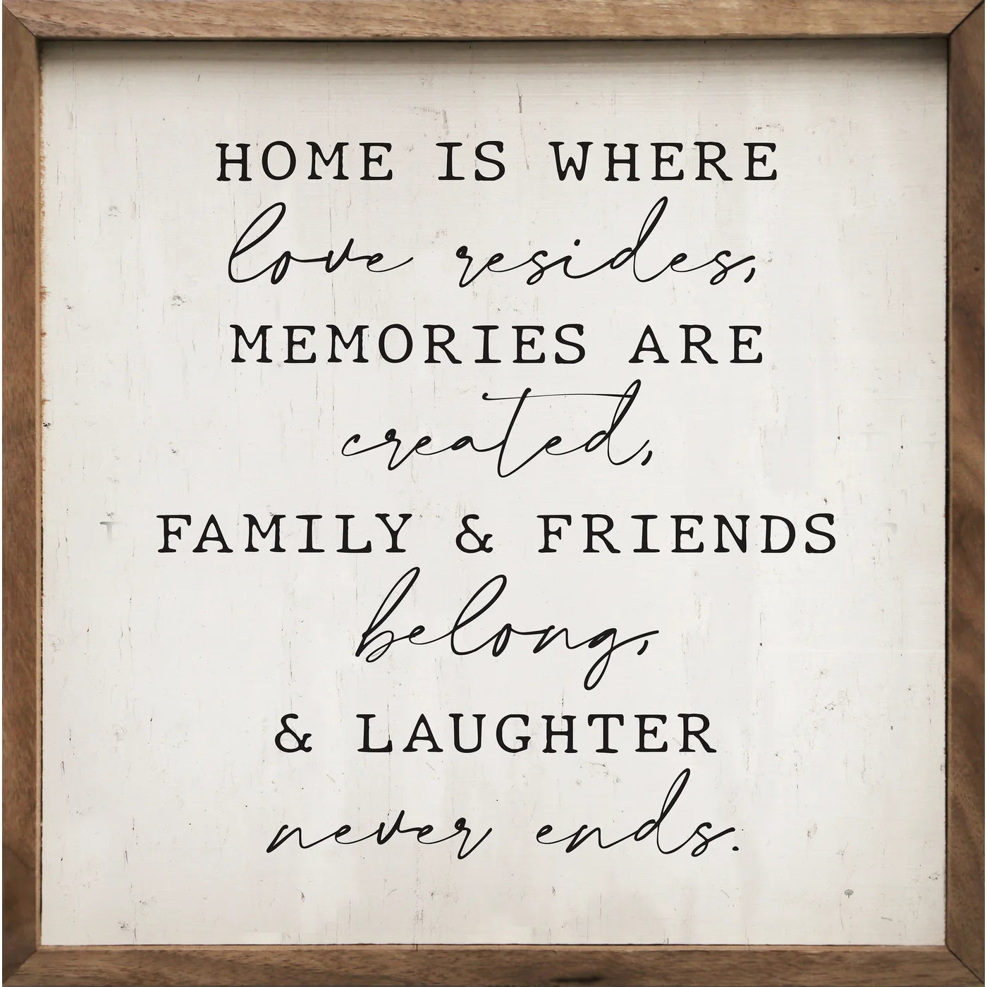 Home Is Where Love Resides Whitewash Wood Framed Print