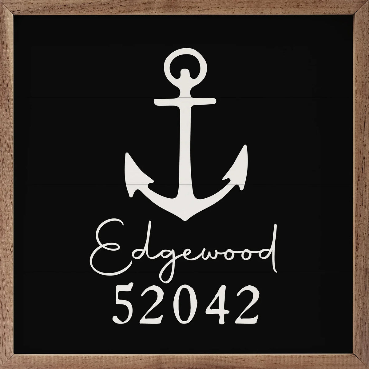 Personalized City &amp; Zip Anchor Wood Framed Print