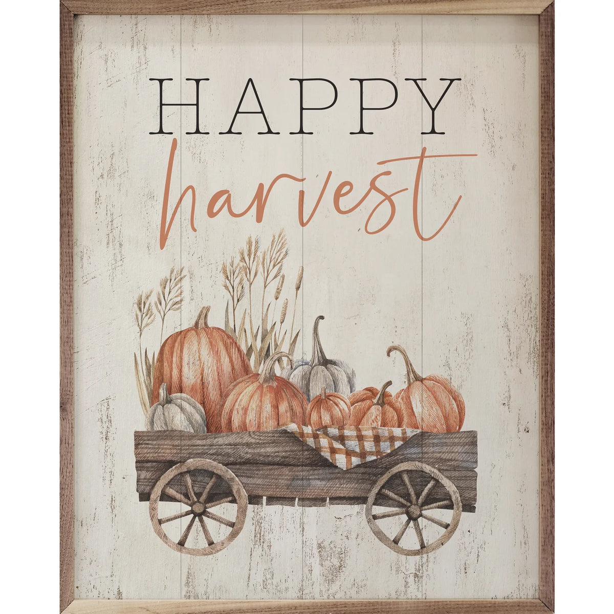 Happy Harvest Wagon Wood Framed Print