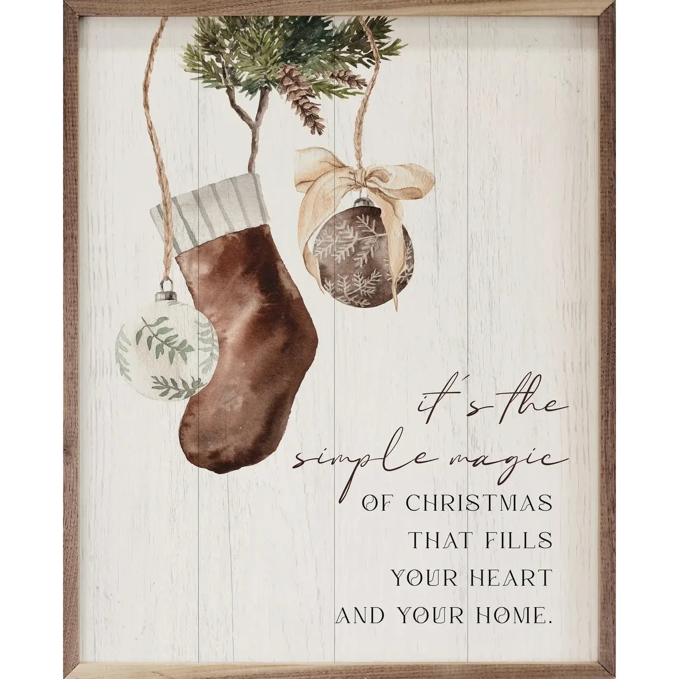 It's The Simple Magic Stocking Ornament Wood Framed Print