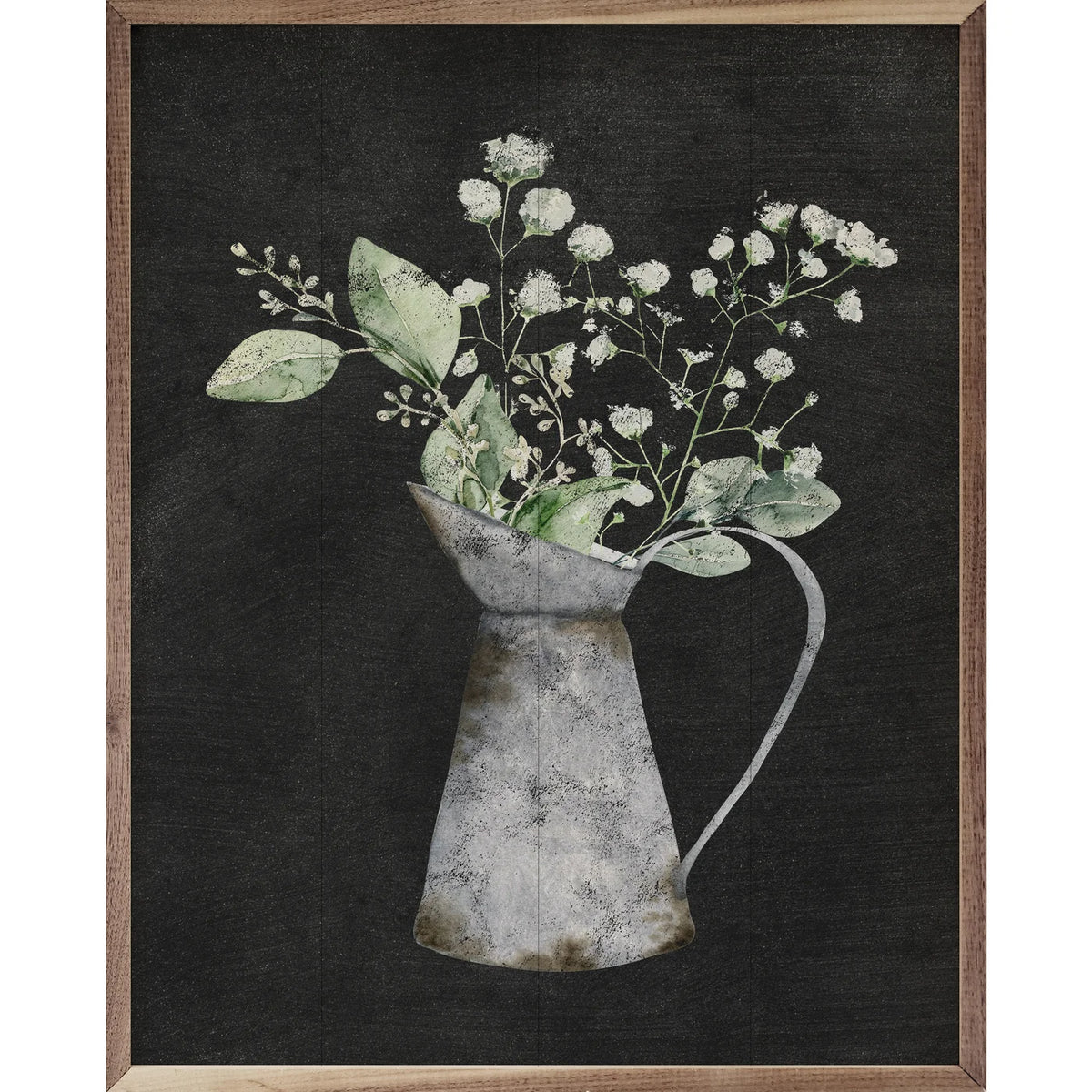 Water Pitcher &amp; Flowers Wood Framed Print