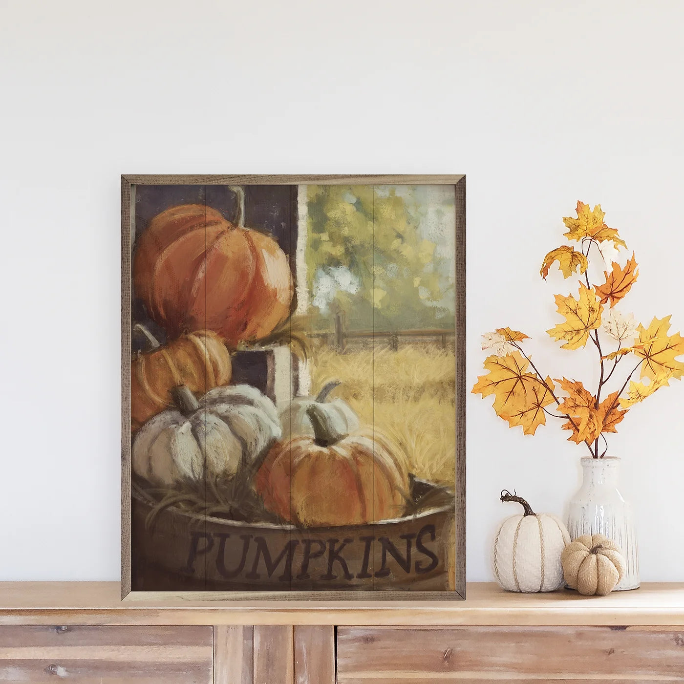 Vintage Pumpkins Wood Framed Print