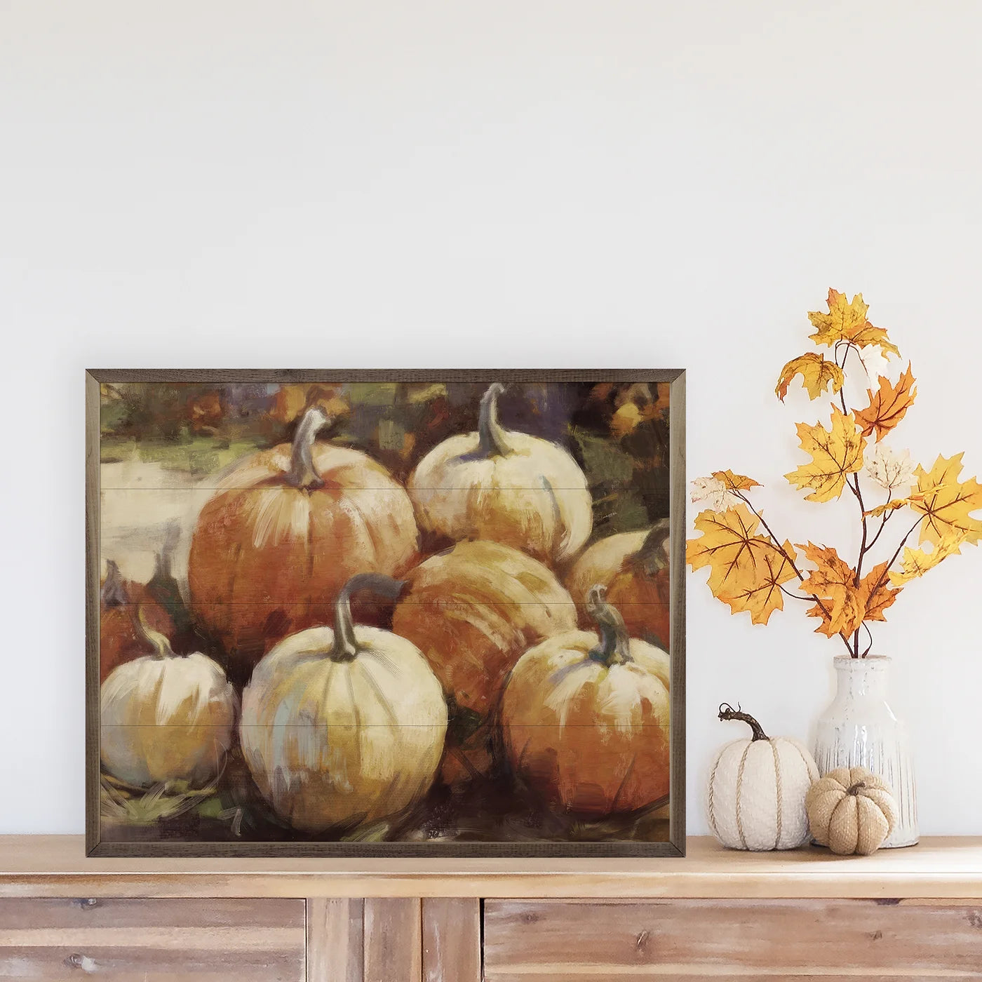 Vintage Pumpkins Wood Framed Print