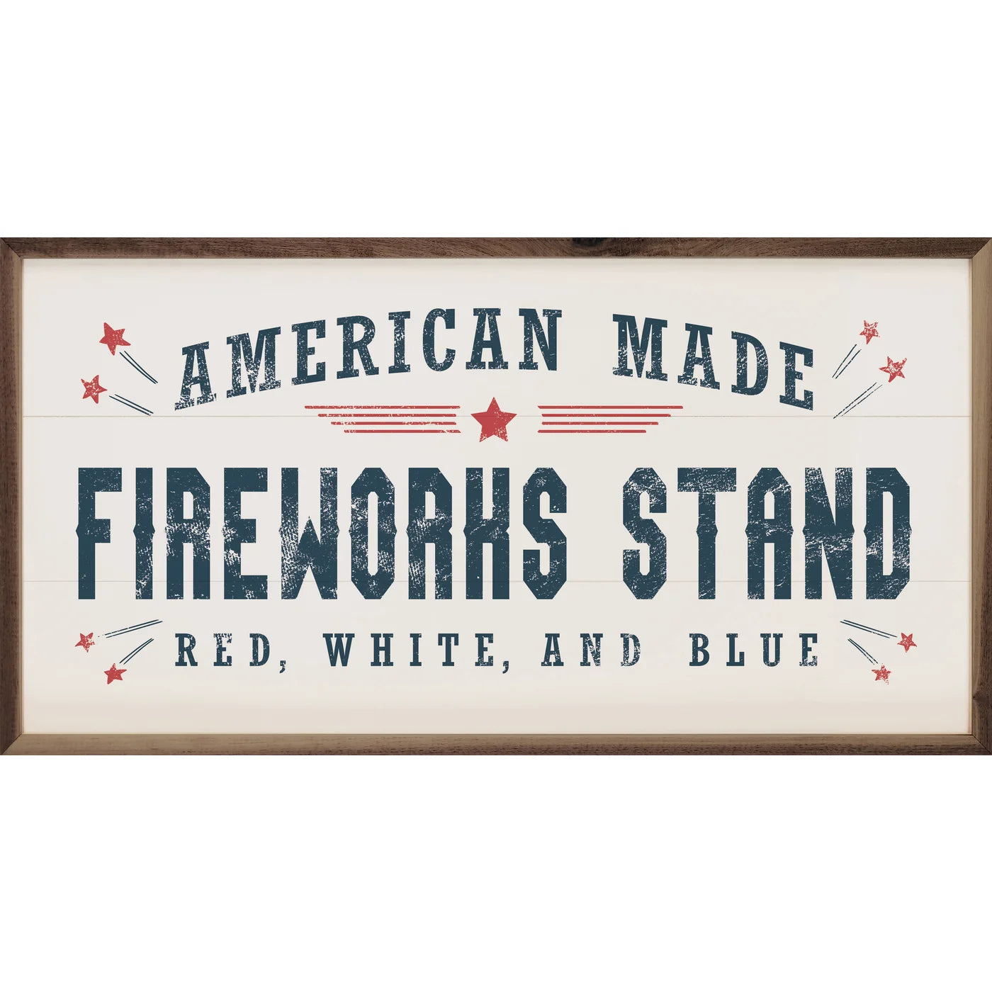 Fireworks Stand White Wood Framed Print