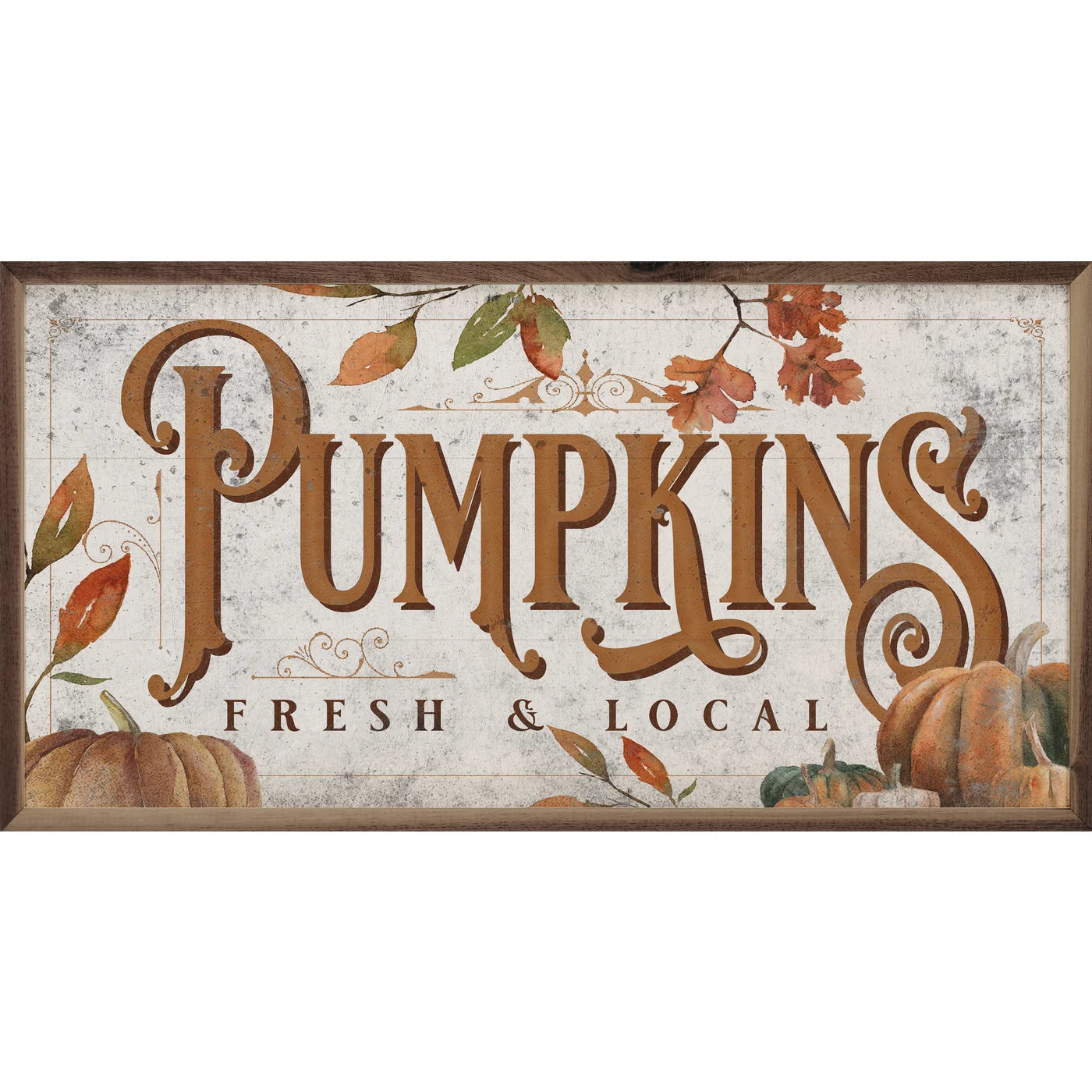 Pumpkins Fresh And Local Leaves Wood Framed Print