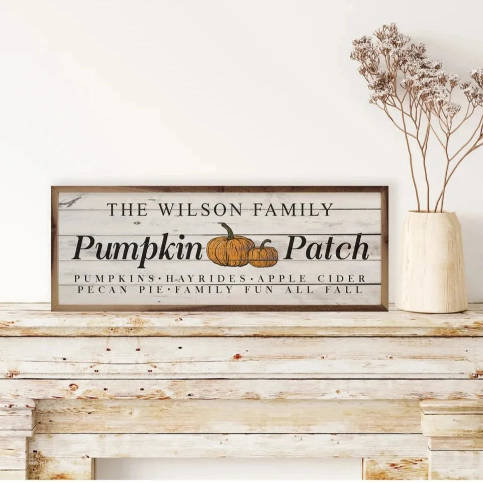 Personalized Name Pumpkin Patch Wood Framed Print