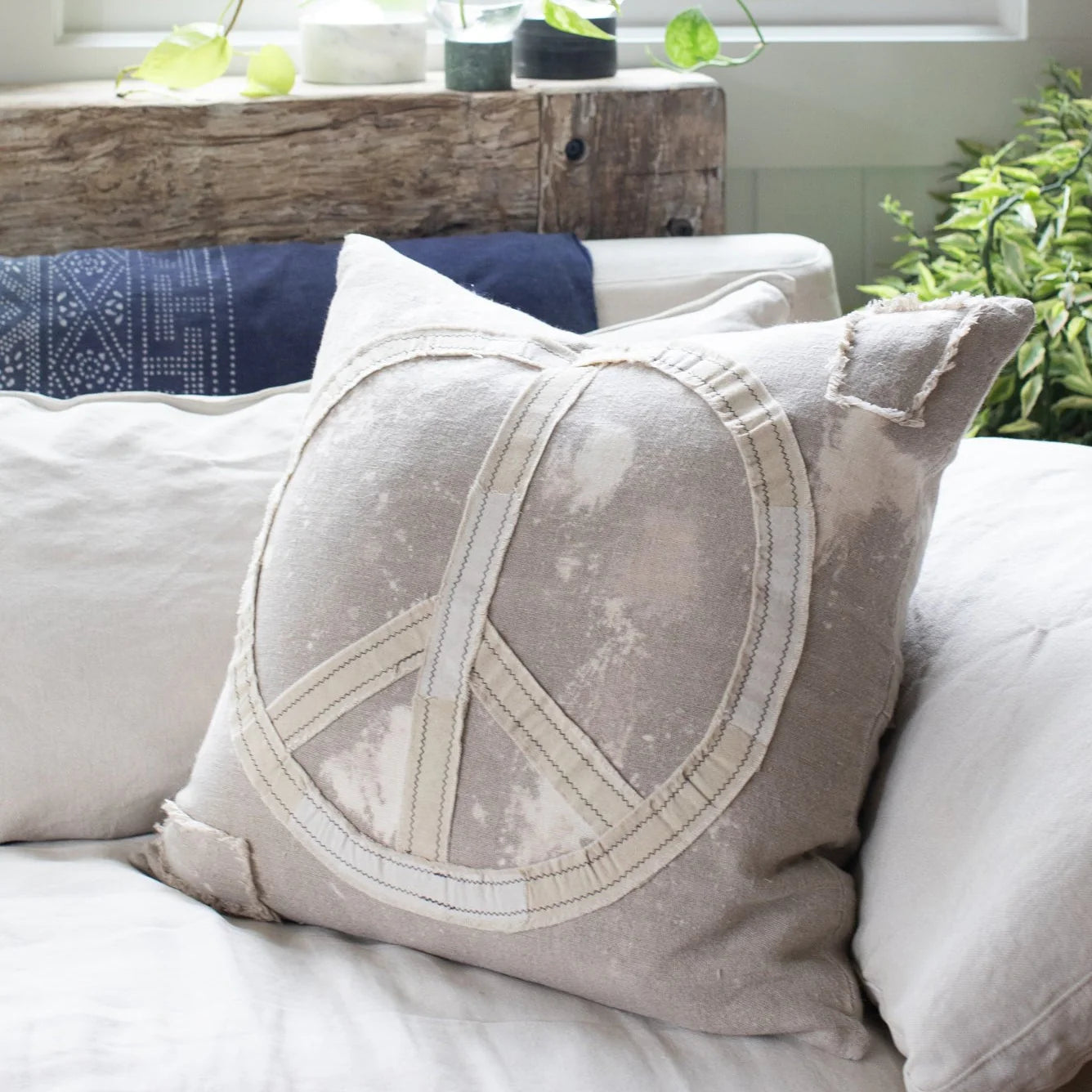 Sugarboo Designs Splatter Peace Sign Pillow A Cottage in the City