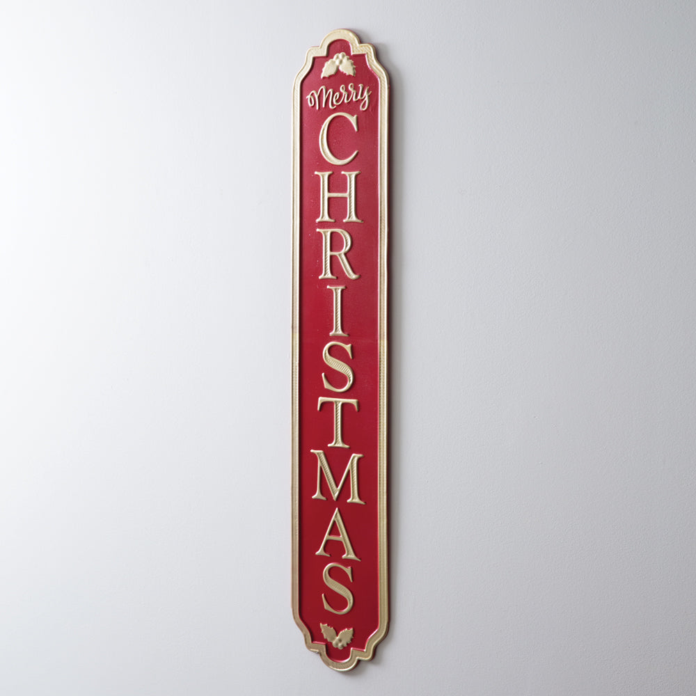 Vertical Red Merry Christmas Sign