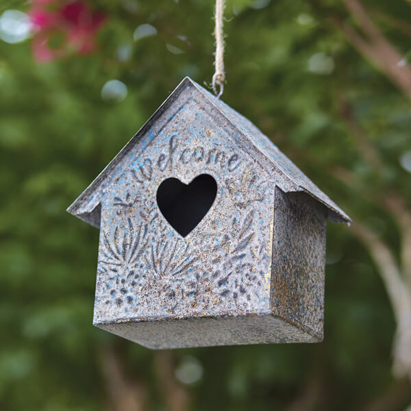 Farmhouse Denim Heart Birdhouse