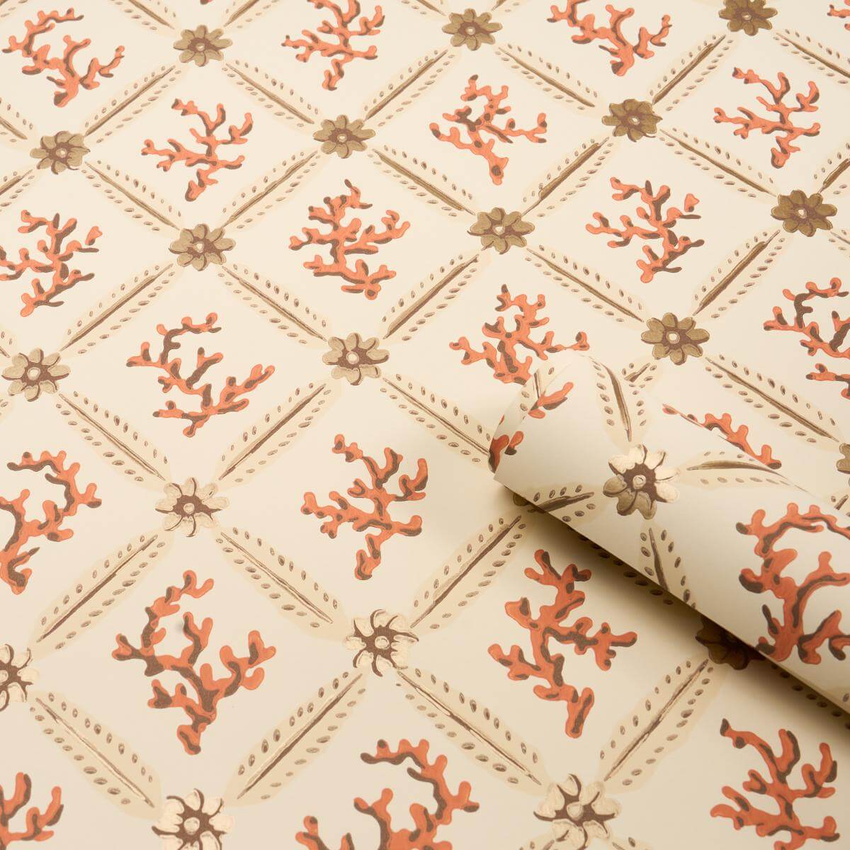 Corail Leaf Trellis Wallpaper