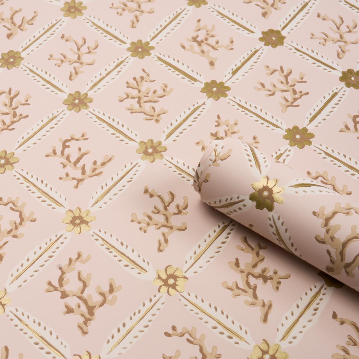 Corail Leaf Trellis Wallpaper