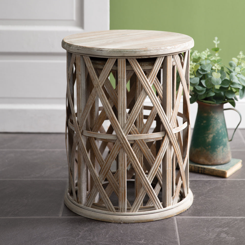 Two Basket Weave Accent Table Set