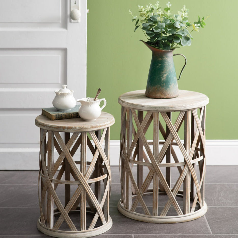 Two Basket Weave Accent Table Set