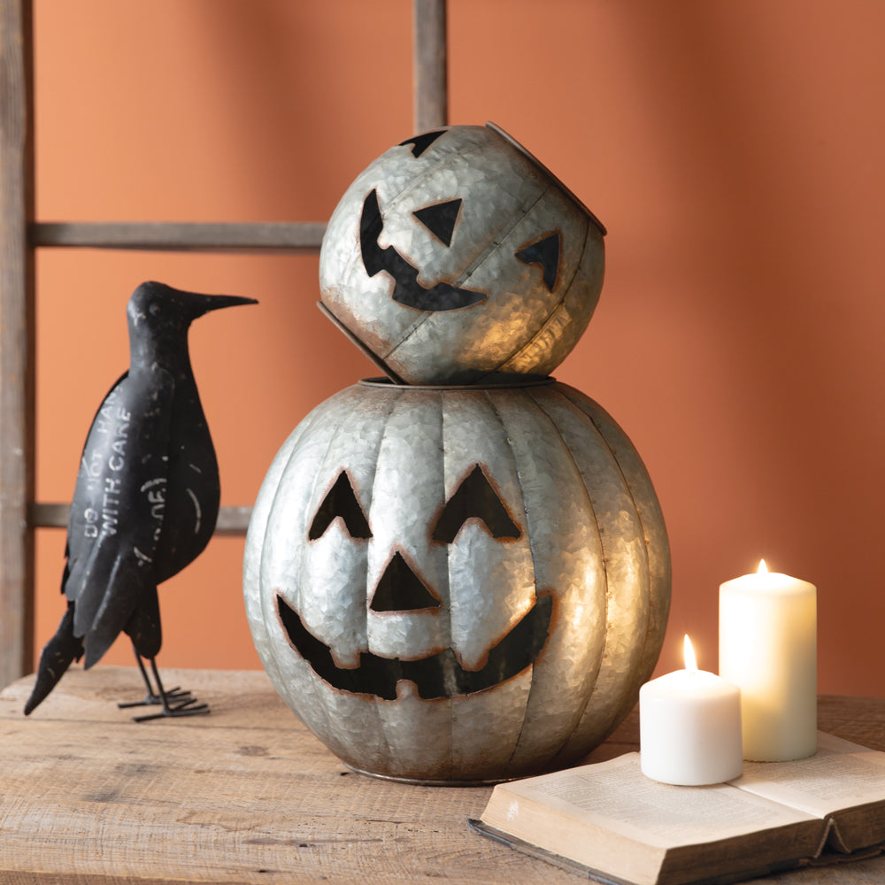 Galvanized Pumpkin Luminary Set