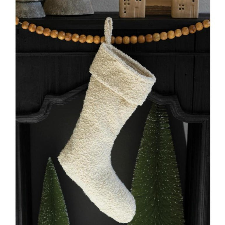 White Boucle Christmas Stocking