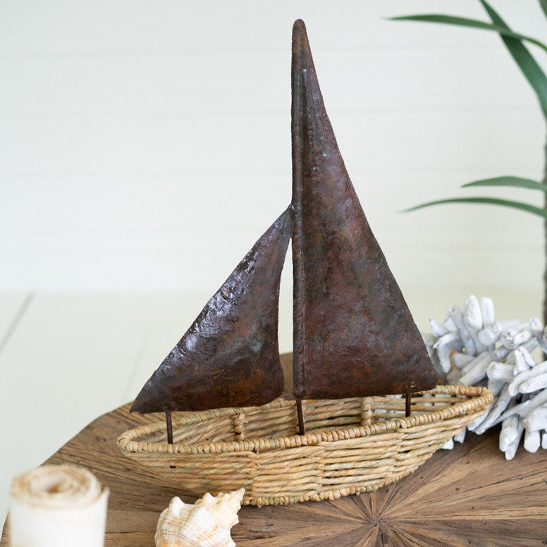 Seagrass Boat With Rustic Metal Sail