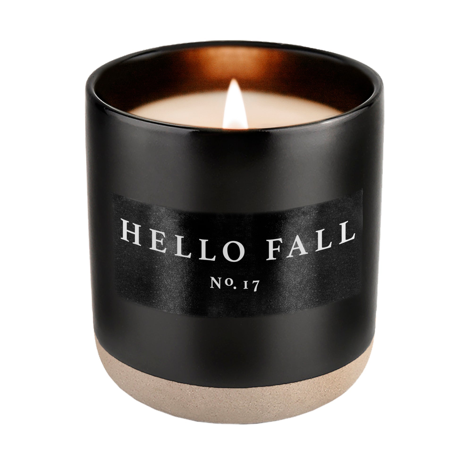 Hello Fall Black Stoneware Candle