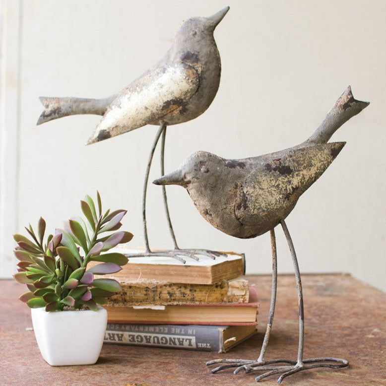 Rustic Grey Metal Bird Set