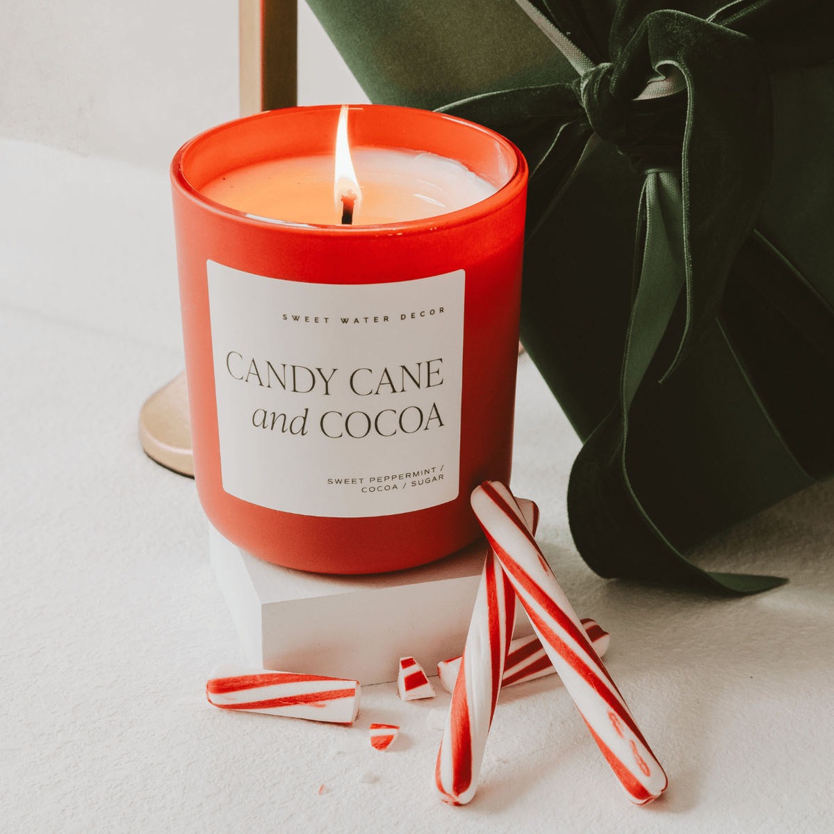 Candy Cane &amp; Cocoa Red Matte Jar Candle