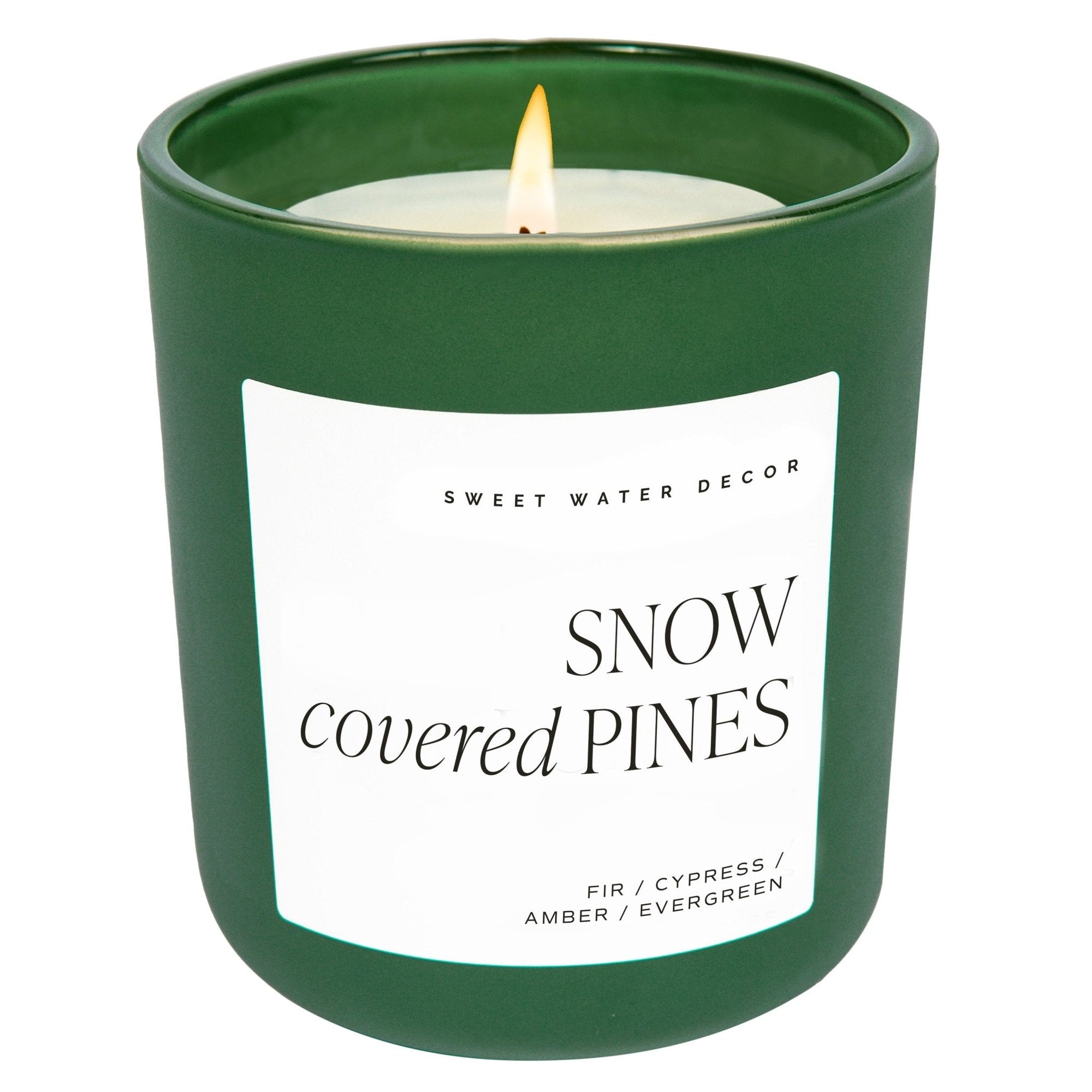 Snow Covered Pines Green Matte Jar Candle