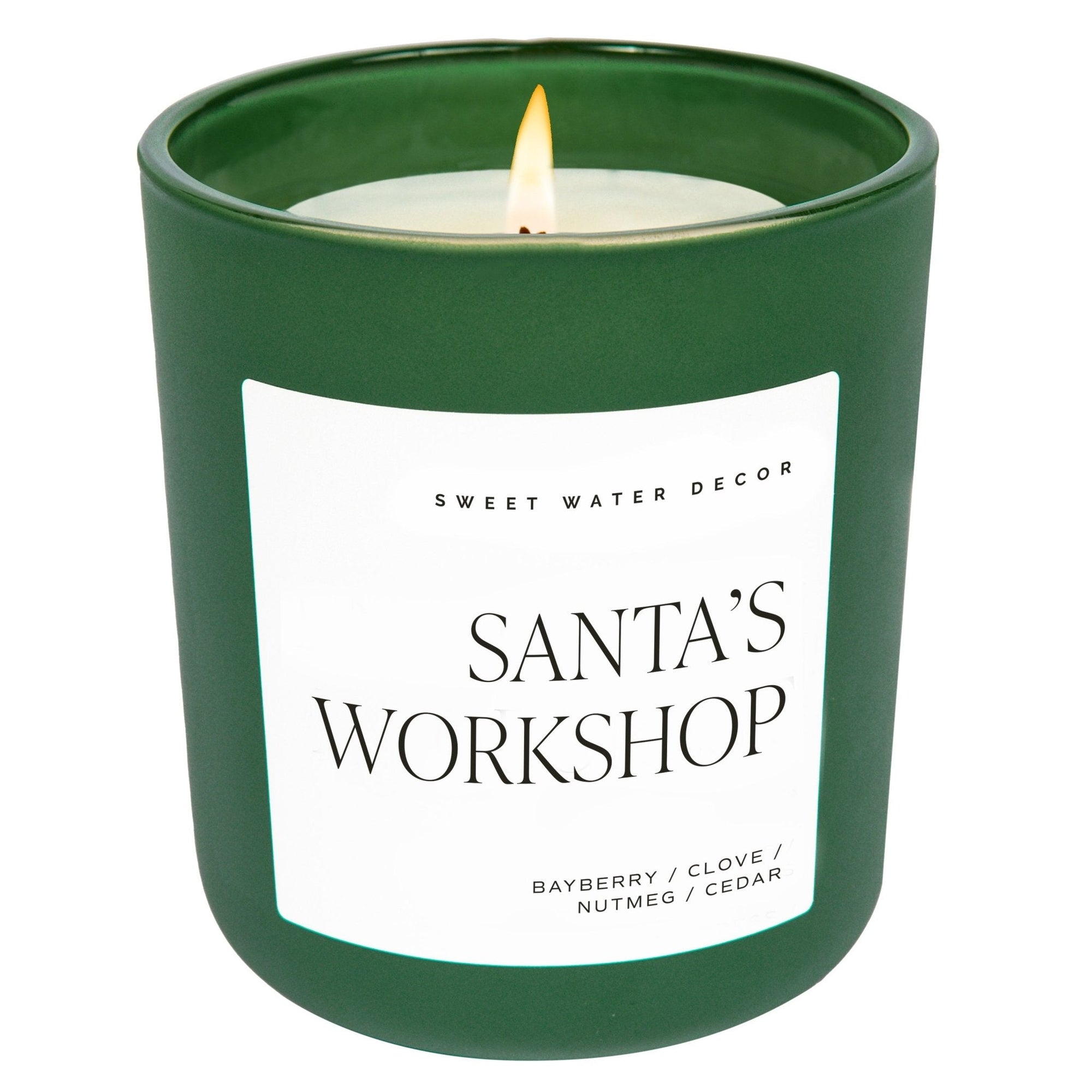 Santa's Workshop Green Matte Jar Candle