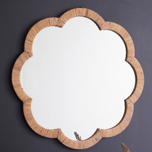 Woven Cane Flower Shaped Mirror