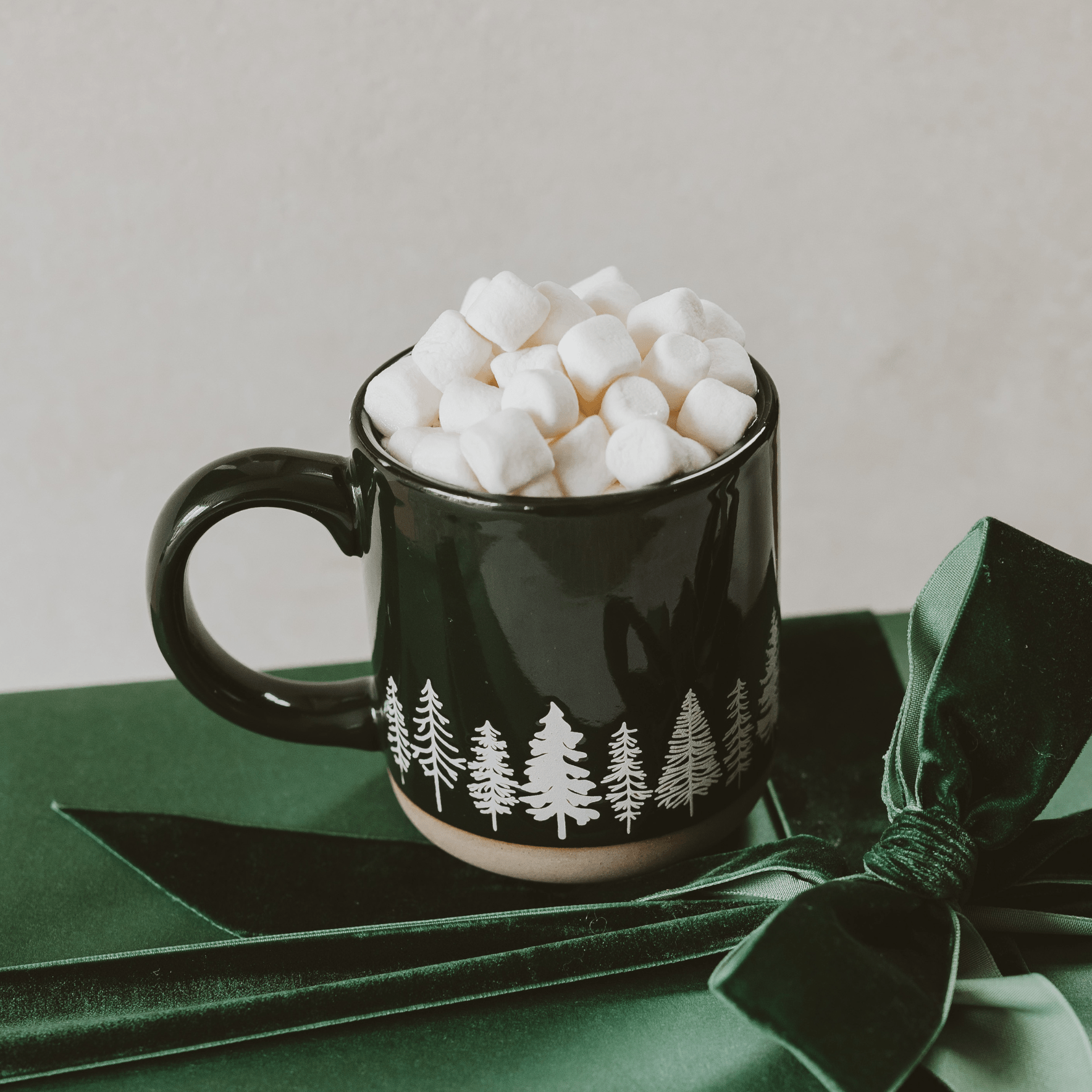 Pine Trees Green Stoneware Coffee Mug