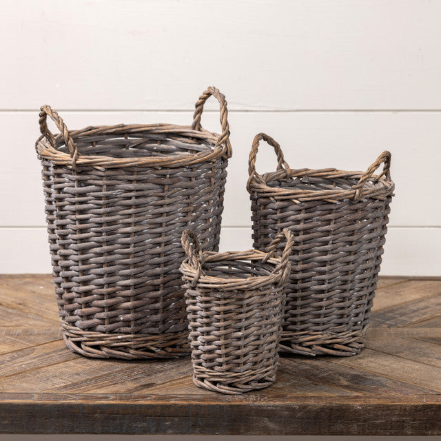 Grey Washed Willow Basket Set