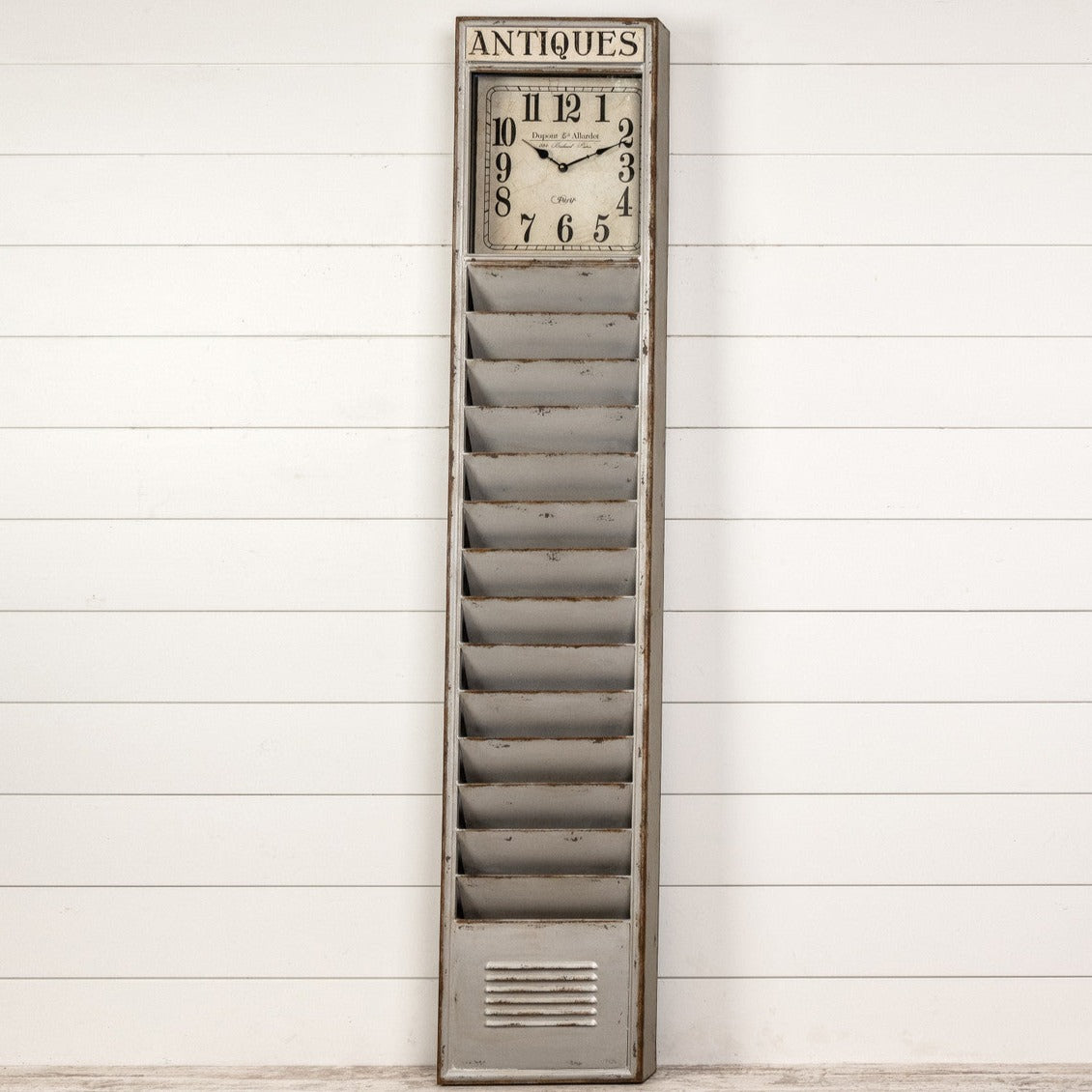 Grey Standing File Rack Clock