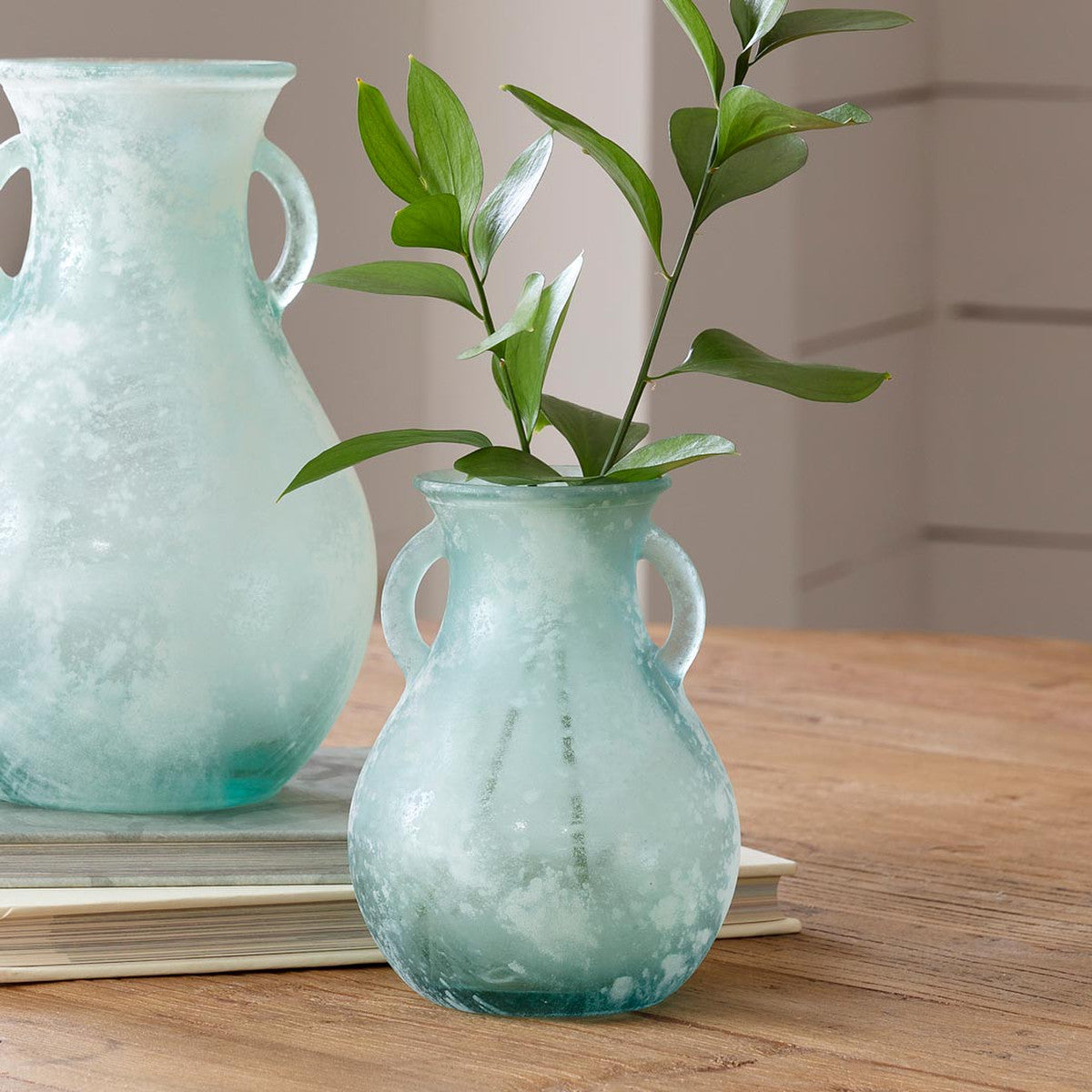 Seafoam Glass Vase With Handles