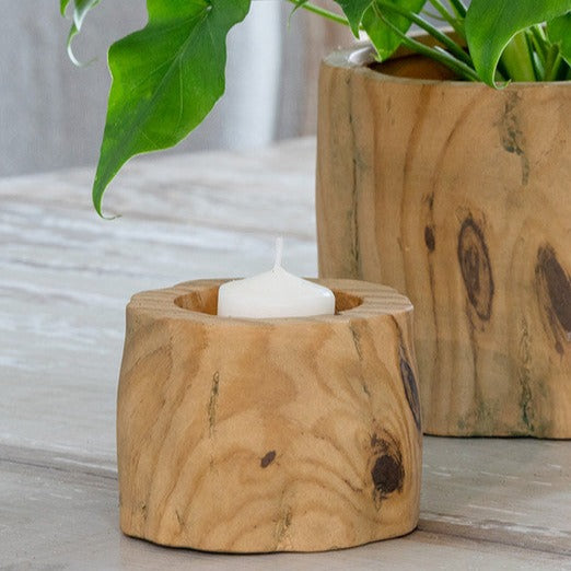 Faux Bois Garden Forest Votive Holder