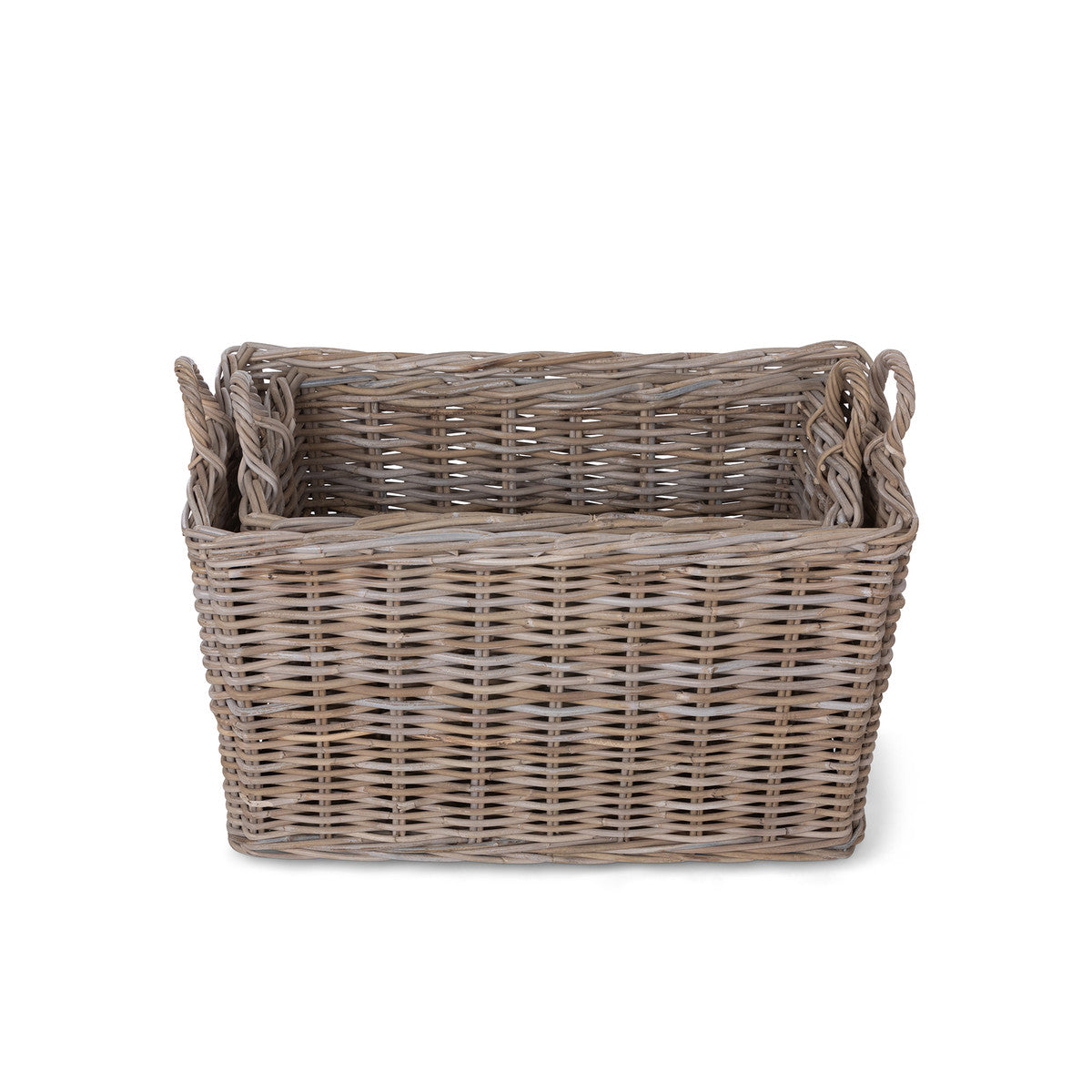 Rattan Woven Storage Basket with Casters Set