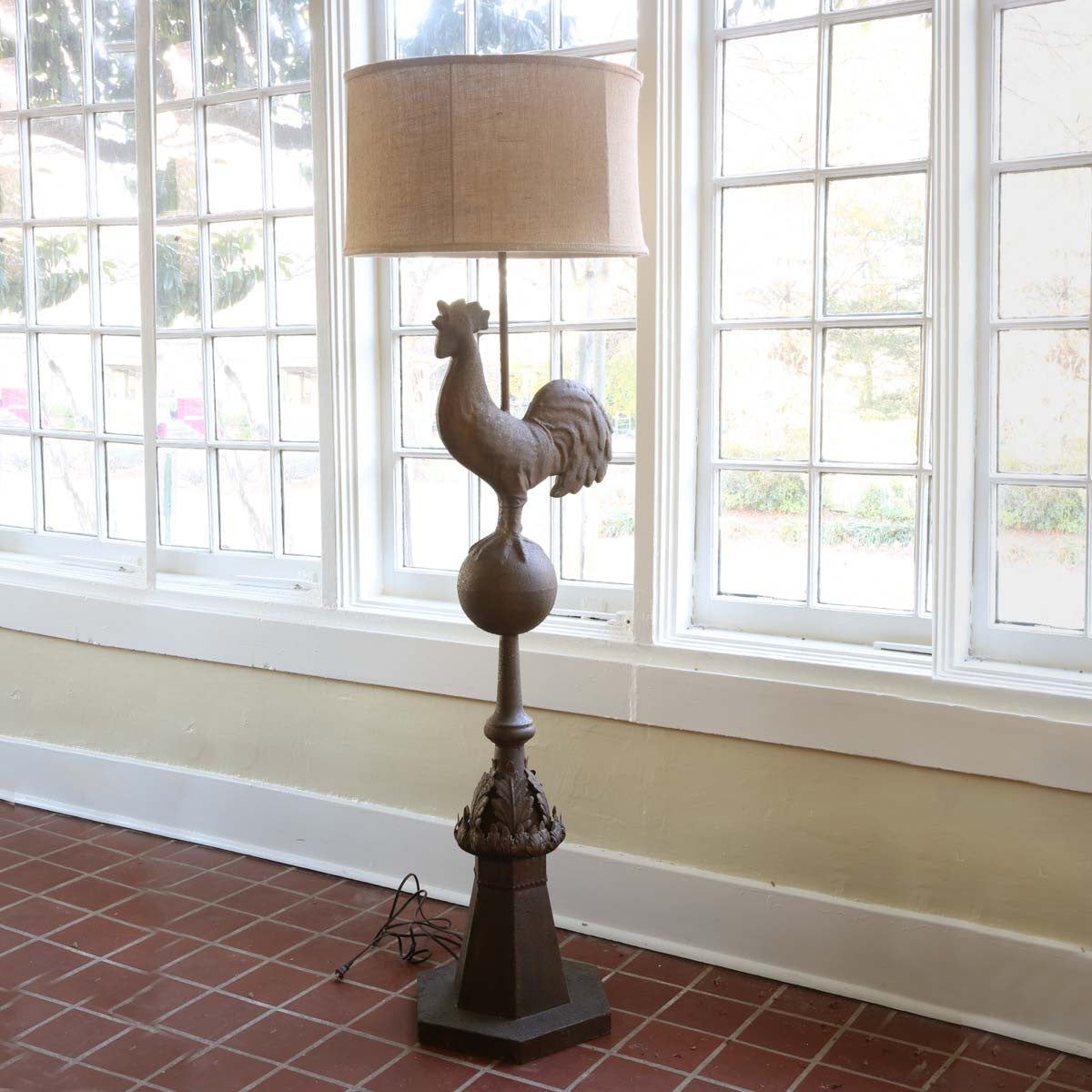 Metal Rooster Finial Floor Lamp