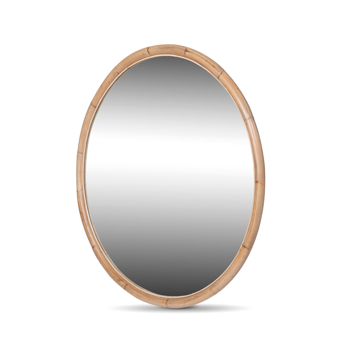 Bamboo Frame Round Mirror