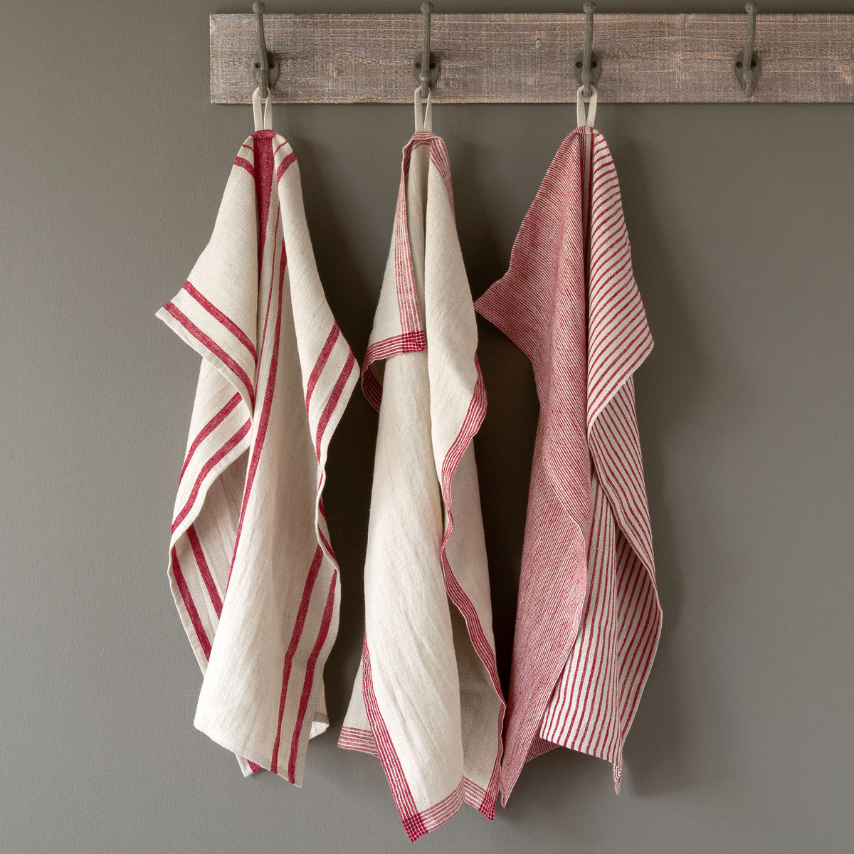 Red Striped Kitchen Towel Set