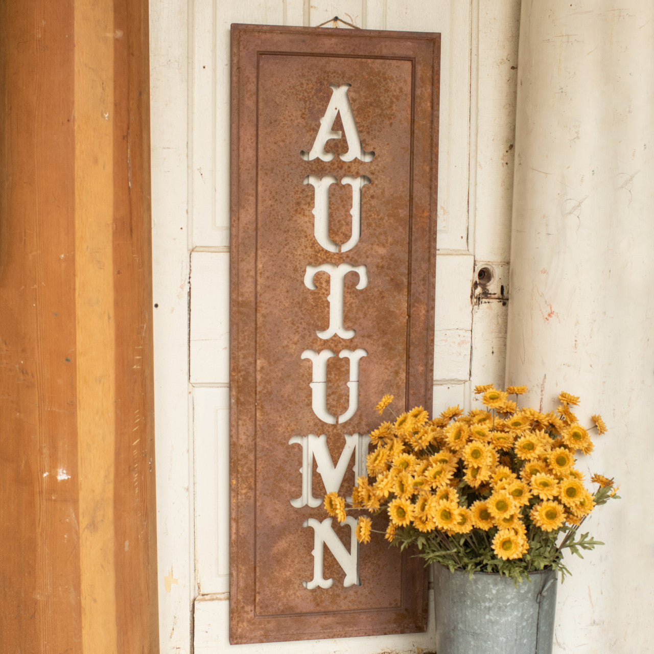 Vertical Autumn Frame Metal Sign