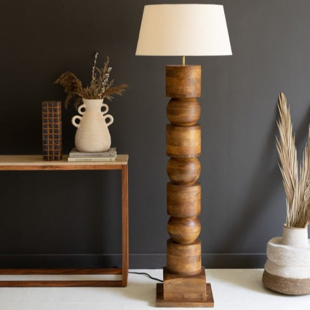 Wooden Column Floor Lamp