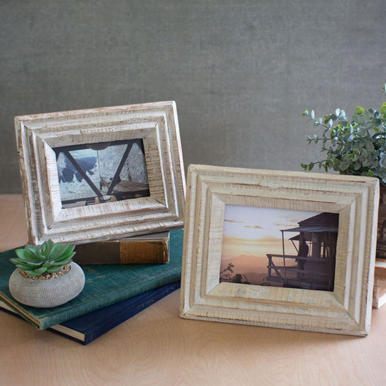 Recycled Whitewashed Wood Beveled Frame Set