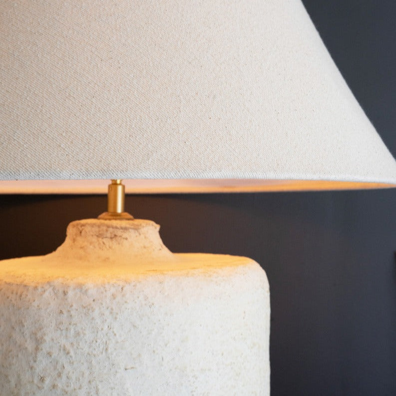 Paper Mache Table Lamp with Fabric Shade