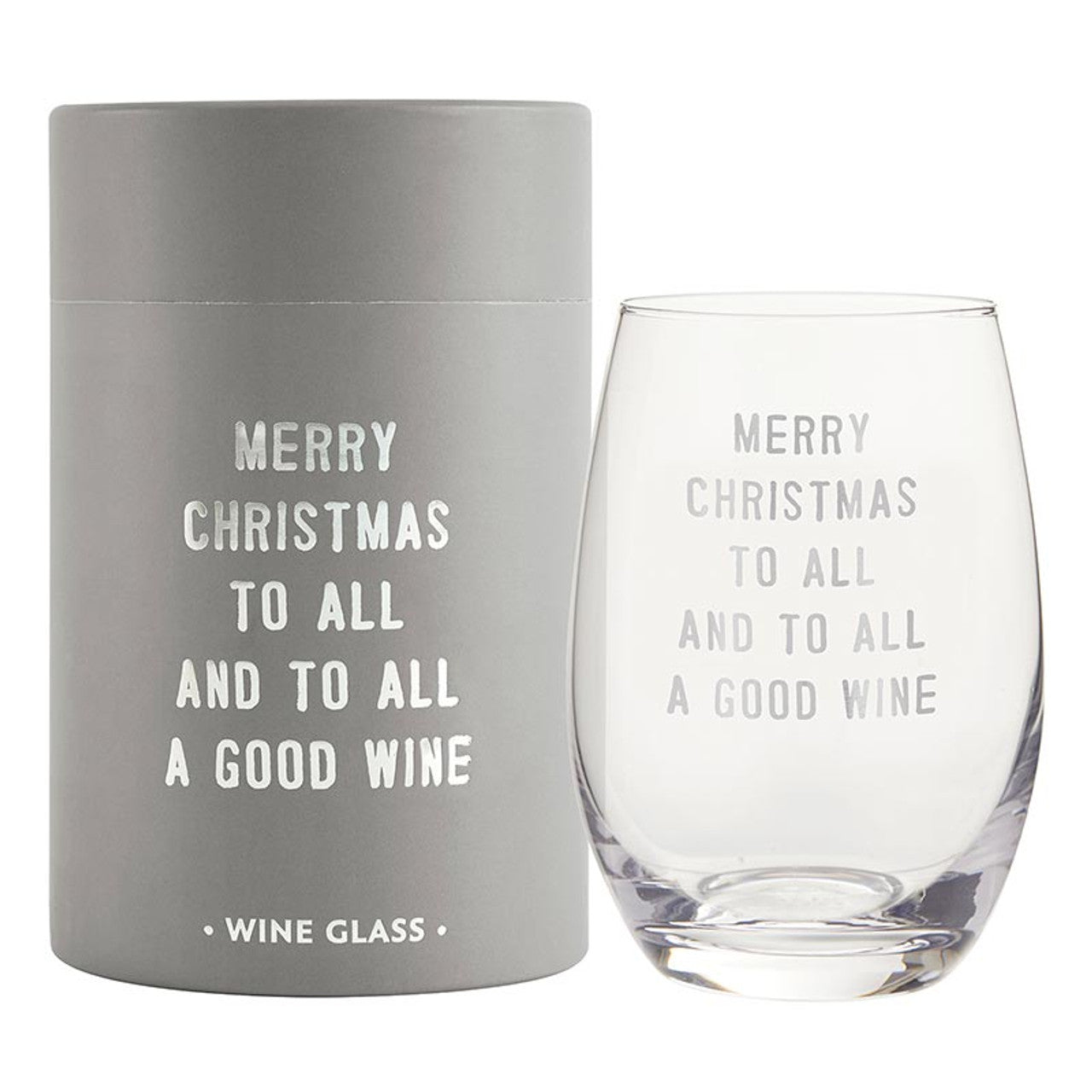 Silver Holiday Stemless Wine Glass Set