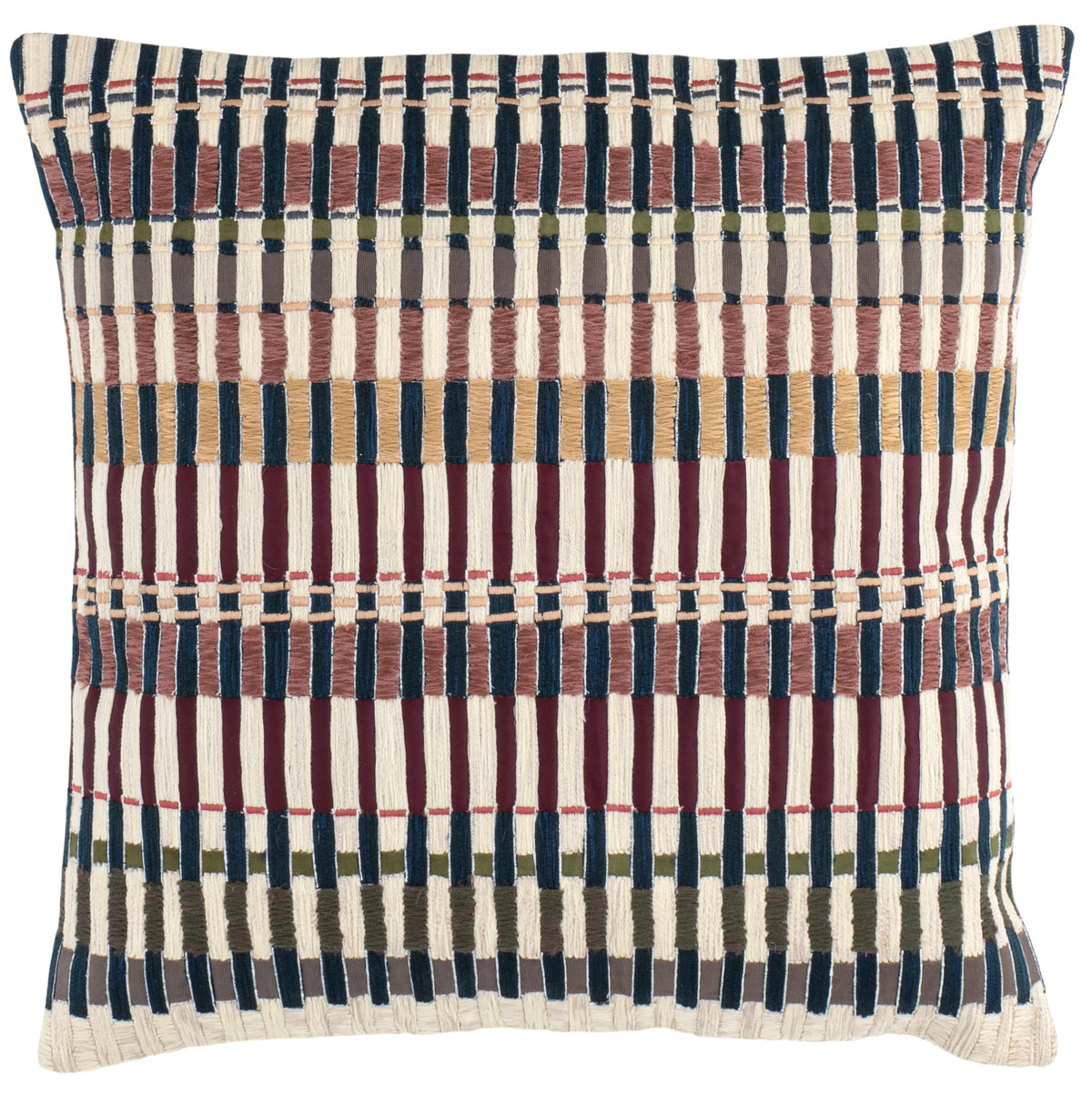 Pine Cone Hill Folk Stripe Embroidered Multi Decorative Pillow