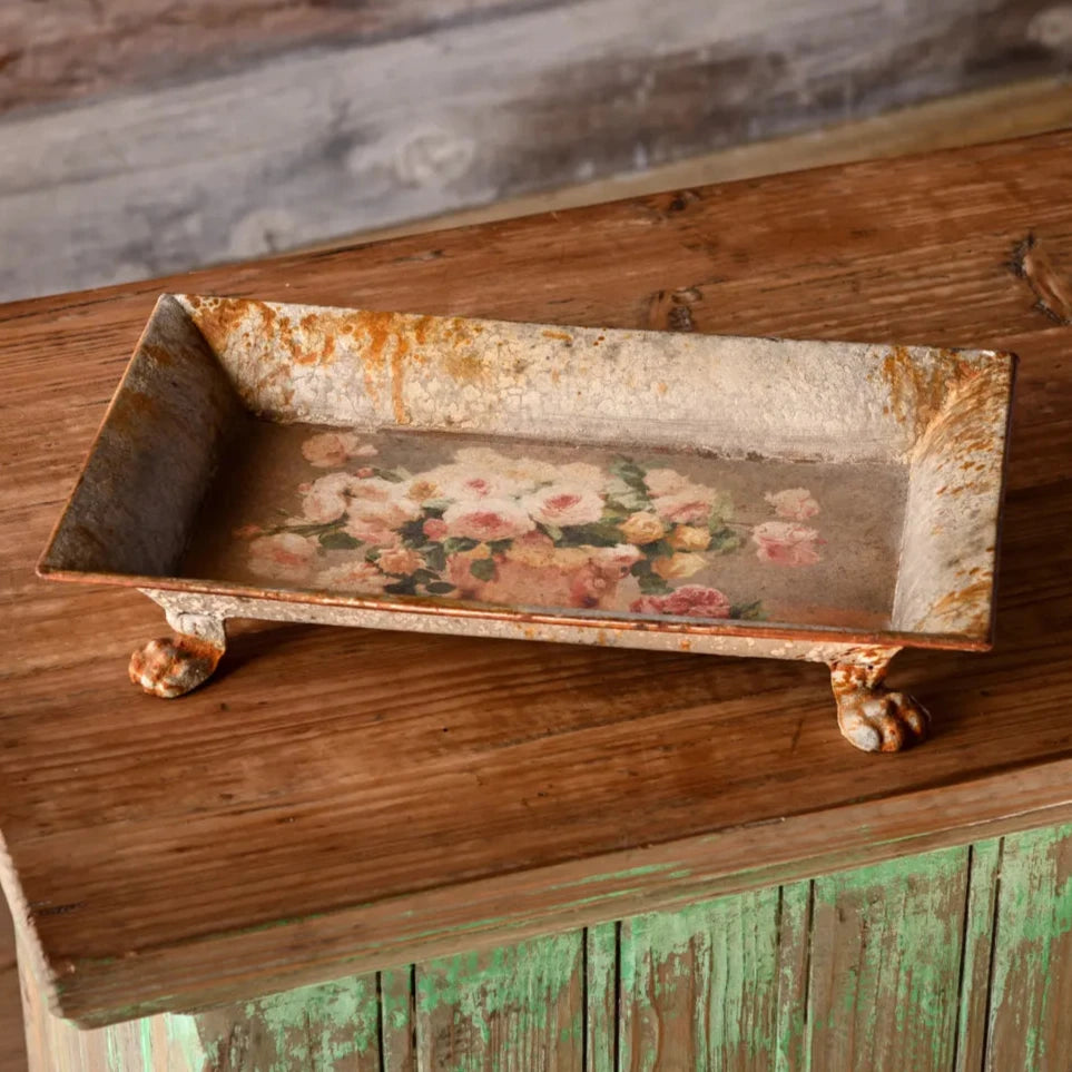 Old Rose Rectangular Tole Tray