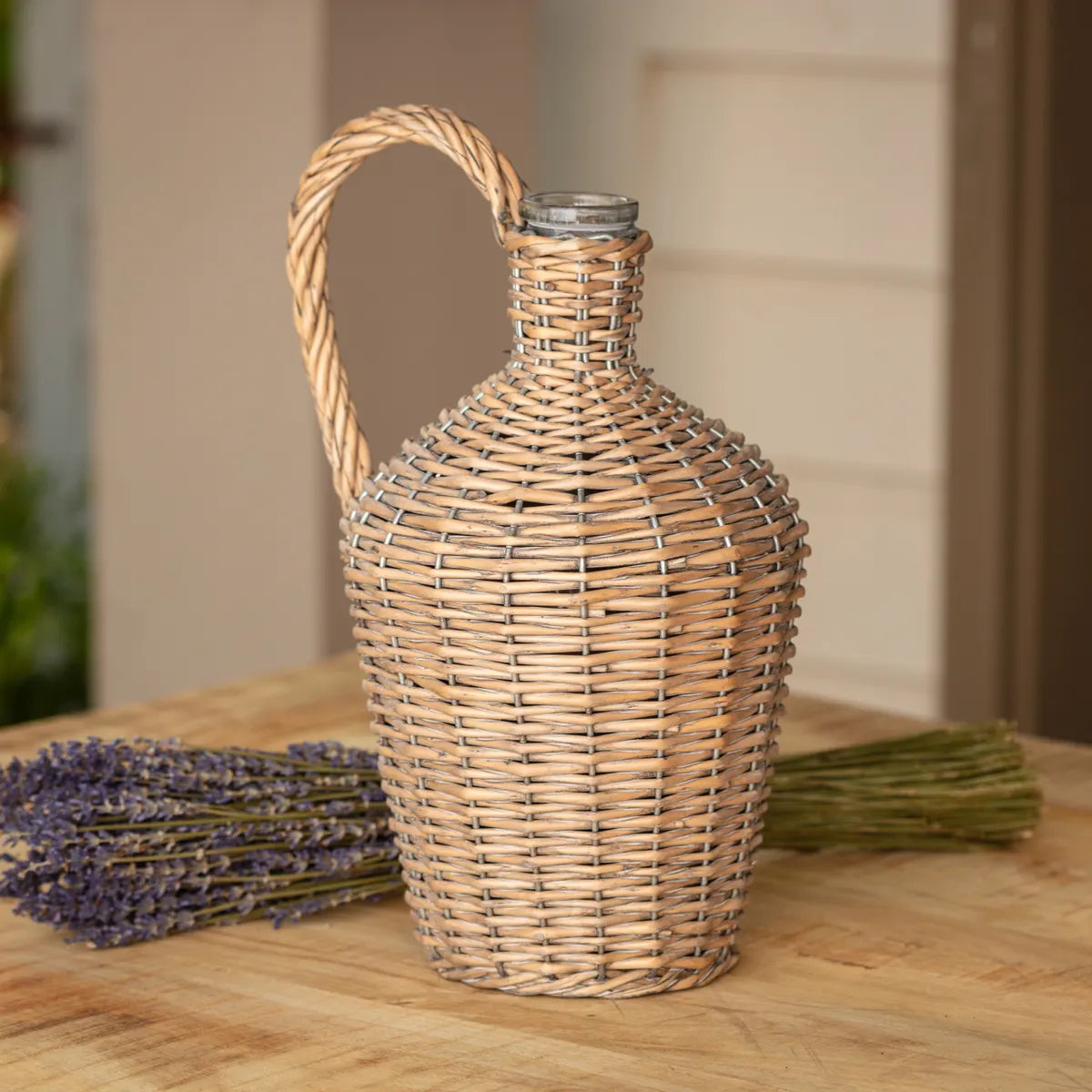 Willow Covered Medium Wine Bottle Vase