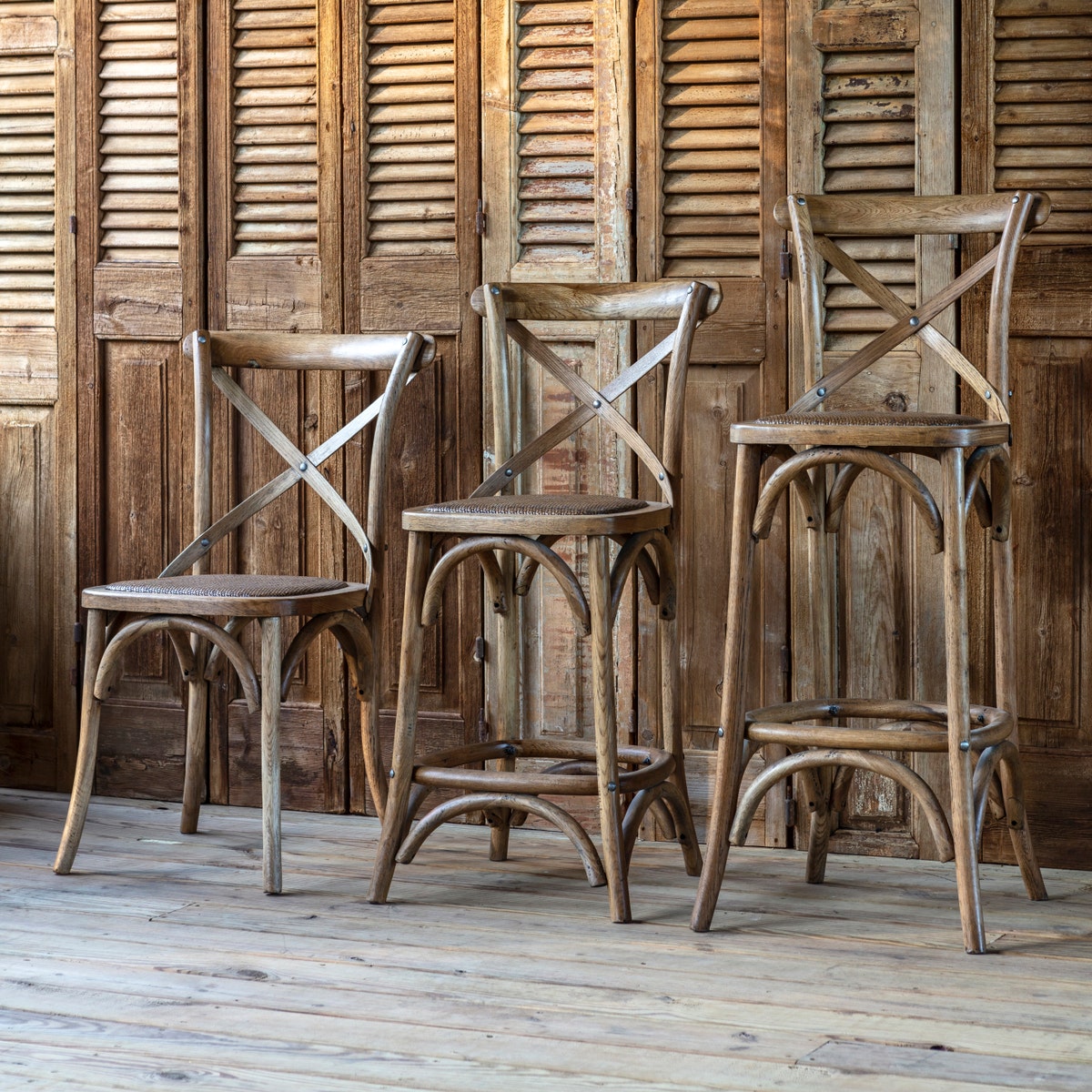 Porchview Cross Back Wood Stool