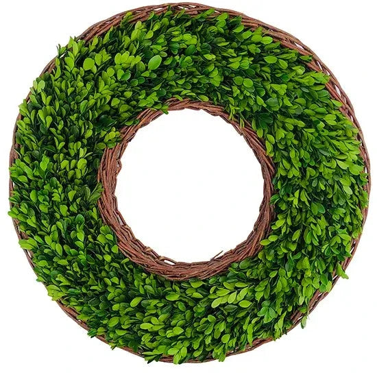 Preserved Boxwood Wreath With Basket